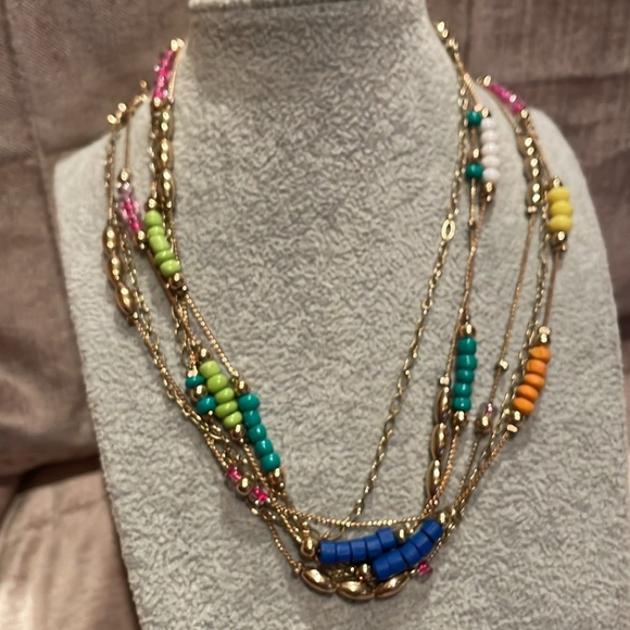 Colorful Beaded Necklace 32” - Picture 1 of 8